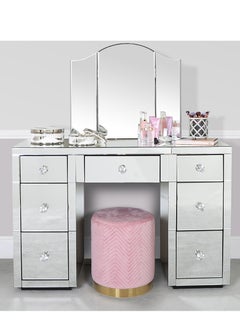 VANITY LIVING Vanity Living Palma Dressing Table with 6 Mirrored Drawers - Elegant Makeup Desk for Bedroom  - Image 3