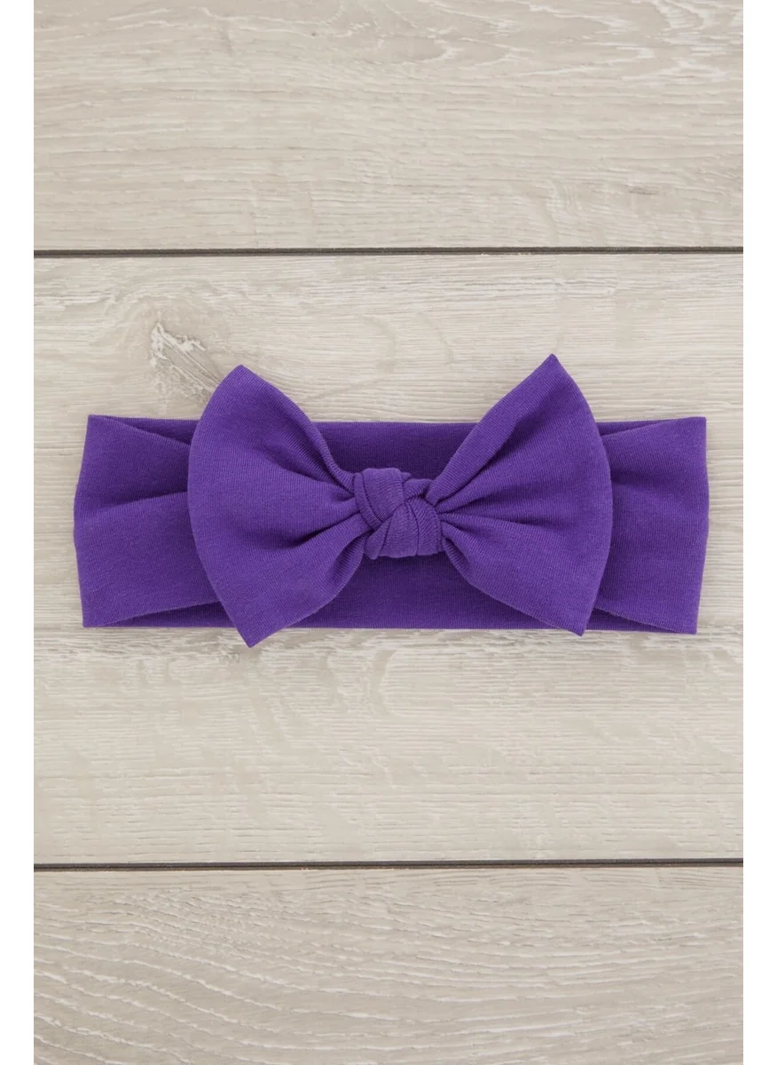 Babygiz Purple Handmade Soft Bow Tied Natural Cotton Combed Cotton Baby Kids Girls Bandana Elite Series