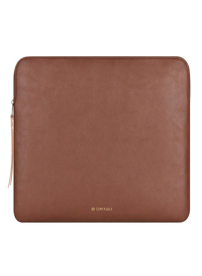 Comfyable Leather Laptop Sleeve Compatible with 16 Inch MacBook Pro M4 2024 & 15 Inch MacBook Air M4 M3 M2 2025, Brown - Image 1