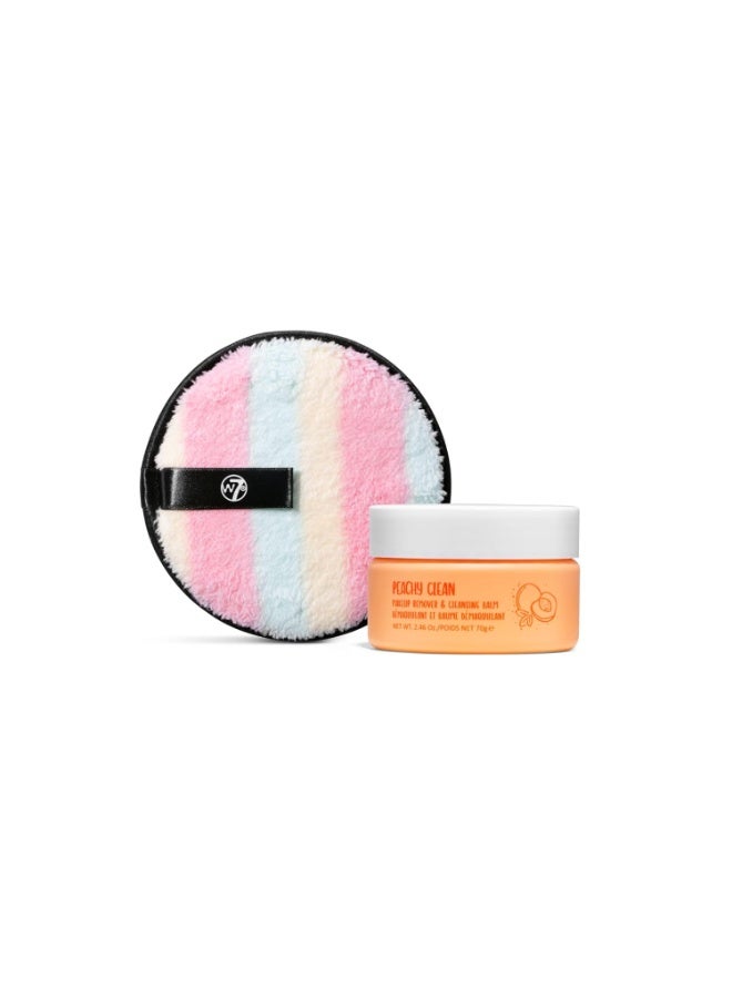 W7 Peachy Clean Makeup Melt Set â€“ Cleansing Balm & Remover Pad for a Peach-Perfect Skincare Routine â€“ The Ultimate Makeup Melting Dream Team! - Gentle, Hydrating & Effortless - Image 1