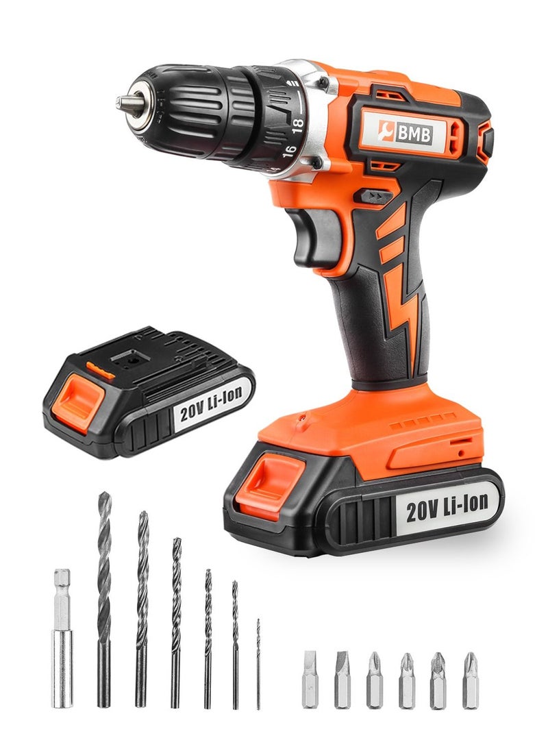 BMB tools Impact Cordless Drill 20V Set with 2 Lithium Ion Batteries 1300mAh |13 Piece Accessories & Kitbox | Electric drill | Rotary Hammer Drill | For Concrete | Metal & Wood Drilling  - Image 1