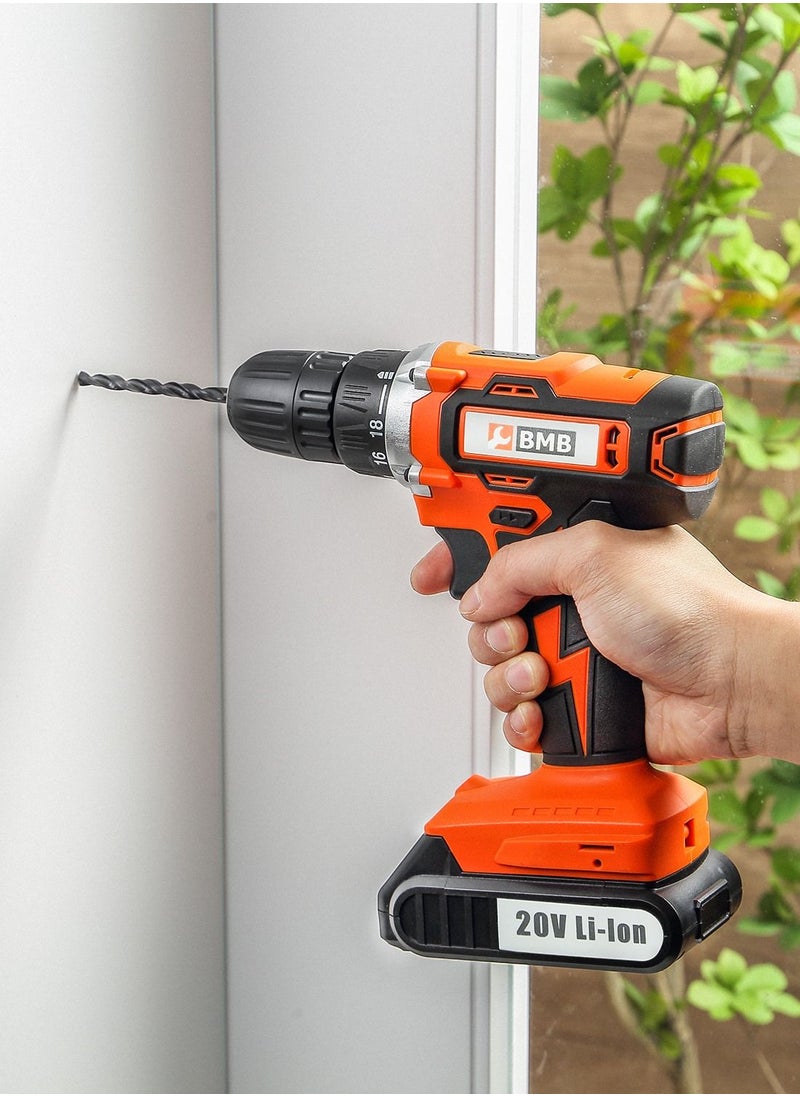 BMB tools Impact Cordless Drill 20V Set with 2 Lithium Ion Batteries 1300mAh |13 Piece Accessories & Kitbox | Electric drill | Rotary Hammer Drill | For Concrete | Metal & Wood Drilling  - Image 4