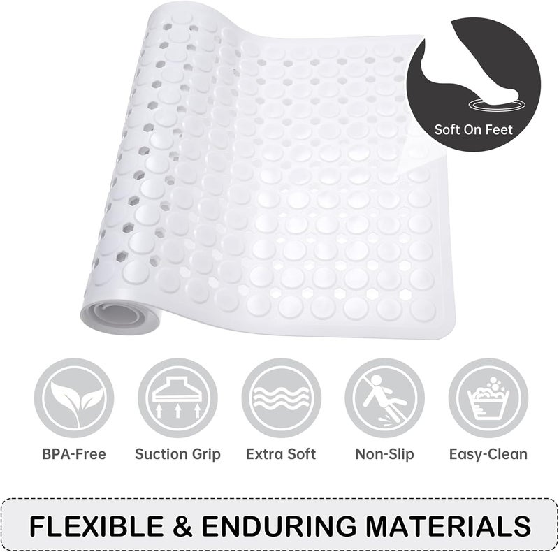 Linoows Non-Slip Bathtub and Shower Mats, Power Grip Bath Mat 35 x 16.3 Inch with Suction Cups and Drain Holes for Tub Bathroom Floor Safety, Machine Washable Soft Bathmat, White - Image 5