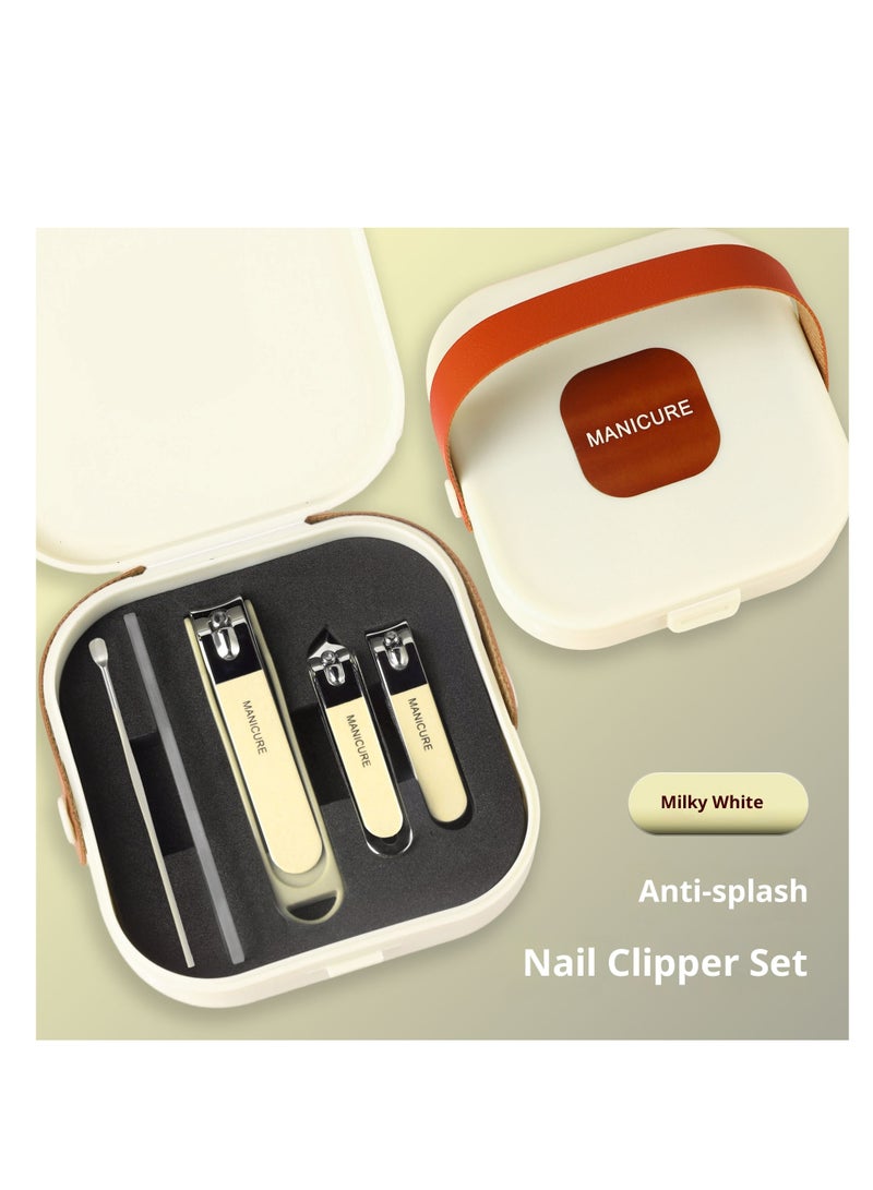 Portable nail clipper set, portable storage case, PP material with ear picking spoon, stainless steel nail clippers 5-piece set - Image 1
