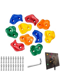 Beauenty 10 Pcs Rock Climbing Holds For Kids Set,Rock Climbing Holds,Climbing Wall,Climbing For Adult Indoor And Outdoor Play Accessories,With Mounting Hardware,Home Playground Climbing Wall Grip Kits  - Image 1