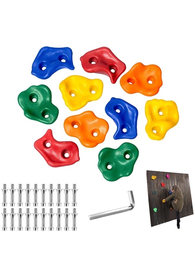Beauenty 10 Pcs Rock Climbing Holds For Kids Set,Rock Climbing Holds,Climbing Wall,Climbing For Adult Indoor And Outdoor Play Accessories,With Mounting Hardware,Home Playground Climbing Wall Grip Kits  - Image 1