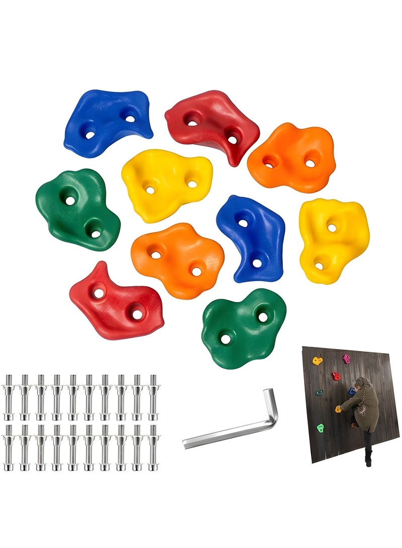 Beauenty 10 Pcs Rock Climbing Holds For Kids Set,Rock Climbing Holds,Climbing Wall,Climbing For Adult Indoor And Outdoor Play Accessories,With Mounting Hardware,Home Playground Climbing Wall Grip Kits - Image 1