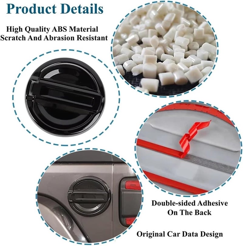 Car Tank Covers Compatible For Jeep Wrangler JL 4XE 2021 2022 2023 2024 2025 Gas Oil Fuel Door Tank Cap Decoration Exterior Accessories ABS(Black) - Image 4