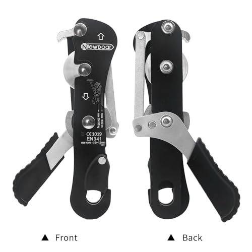 NewDoar Climbing Stop Descender Rappelling Belay for Ropes 10-12mm The Novices for Rescue & Arborist CE Certification(Black) - Image 4