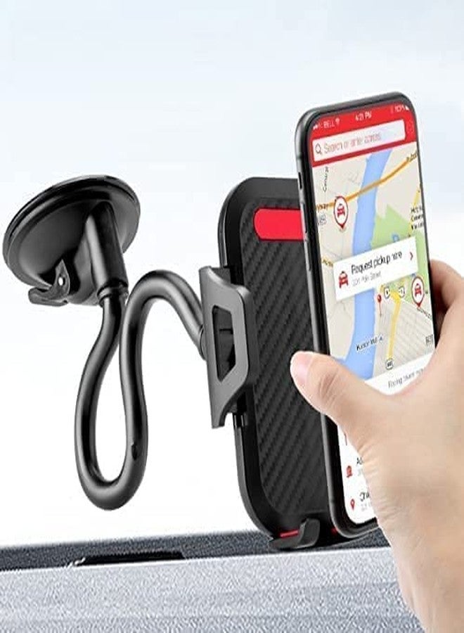 LEEMASING 360 Degree Car Dash Windshield Mount Cradle Holder Stand Gooseneck Long Arm Strong Suction Compatible with iPhone 12 11 Pro XS Max SE 8 Samsung S21 S20 - Image 1