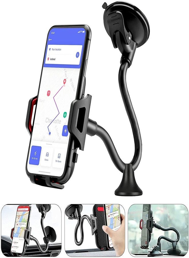 LEEMASING 360 Degree Car Dash Windshield Mount Cradle Holder Stand Gooseneck Long Arm Strong Suction Compatible with iPhone 12 11 Pro XS Max SE 8 Samsung S21 S20 - Image 3