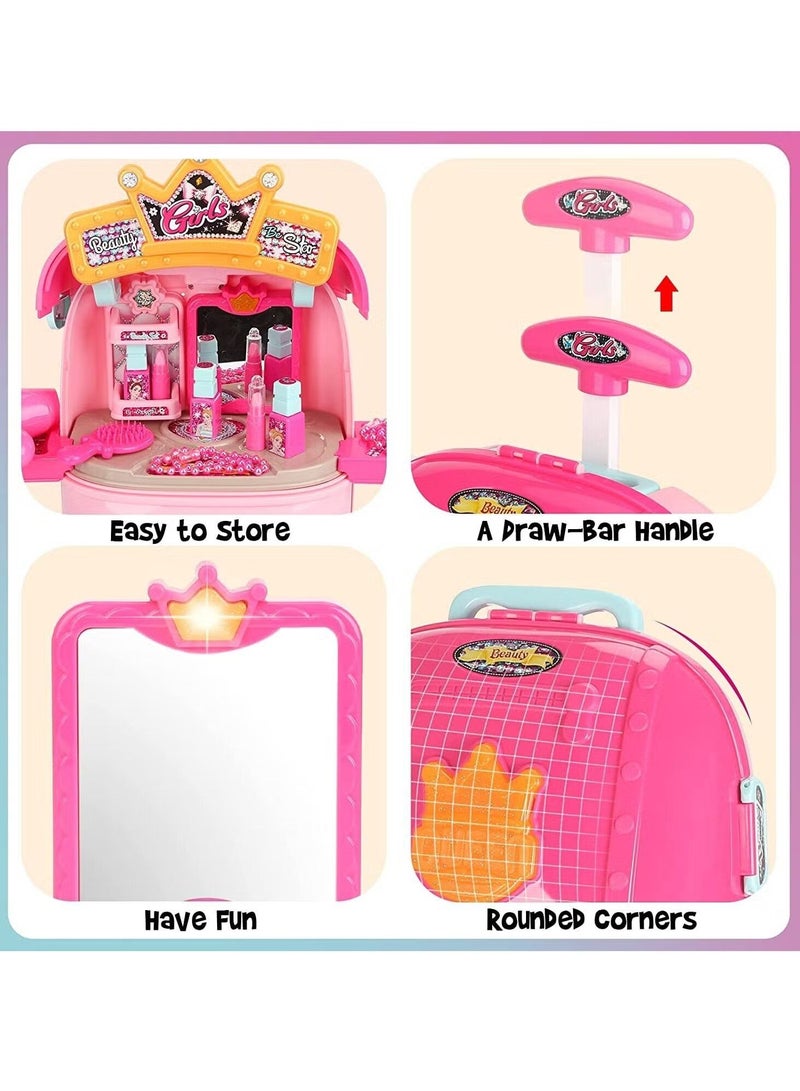 2 in 1 Makeup Toy Set  for Girls with Jewellery  for kids Girl Make Up Table and Suitcase Toy - Image 5