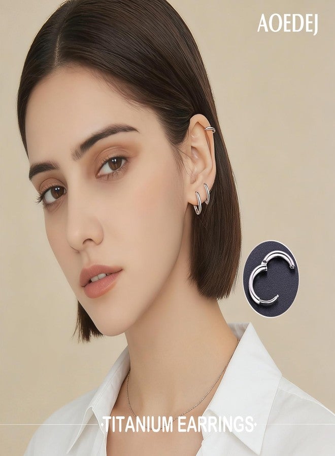 AOEDEJ G23 Titanium Hoop Earrings 18G Titanium Clicker Hoop - Image 2