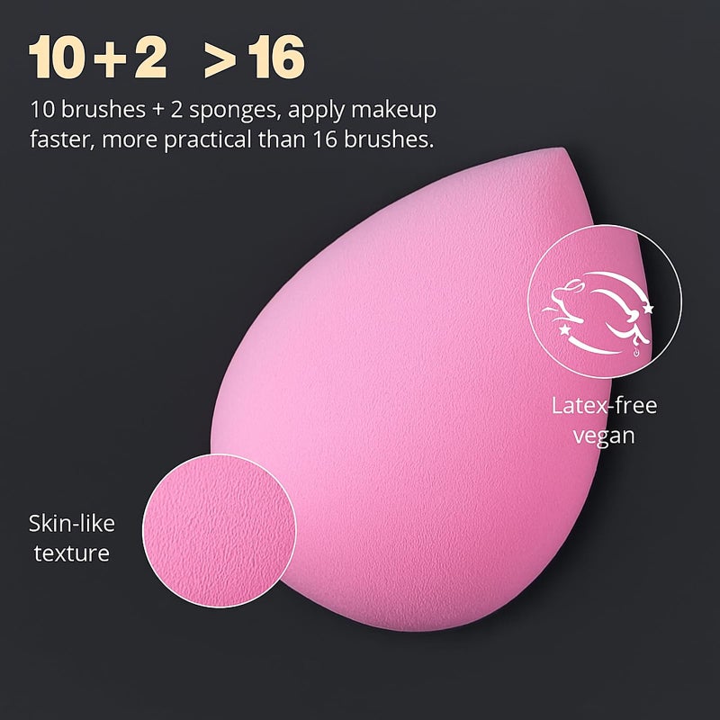 BEAKEY Makeup Brushes Set, Professional Foundation Eyeshadow Concealer Blush Powder Bronzer Applicator, 2 Blender Sponge with Beauty Paper Case stocking stuffers for women - Image 5