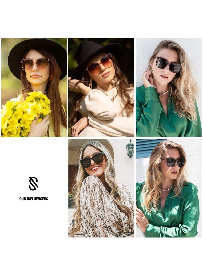 Sojos Sunglfor Women Men Vintage Style Shades SJ2157 with Transparent Grey Frame/Grey Lens - Image 4