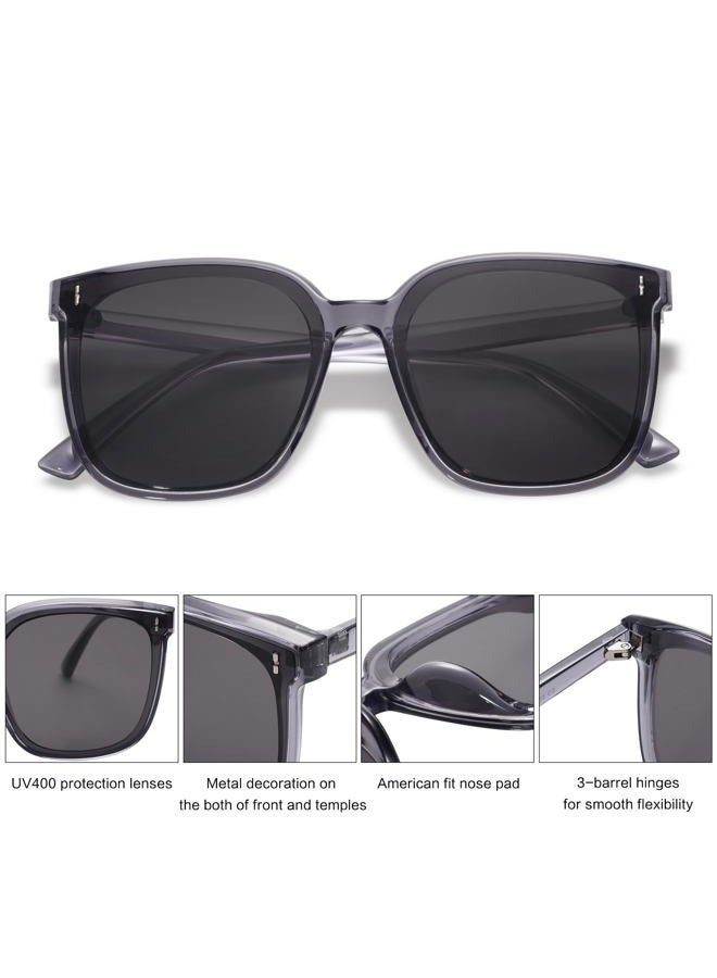 Sojos Sunglfor Women Men Vintage Style Shades SJ2157 with Transparent Grey Frame/Grey Lens - Image 5