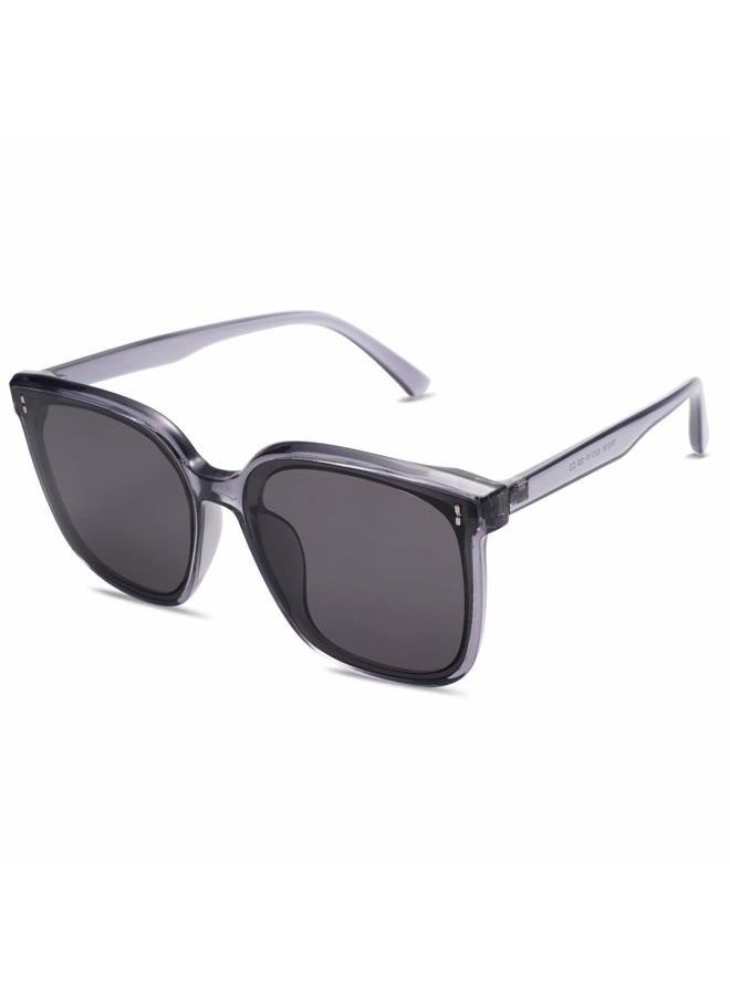 Sojos Sunglfor Women Men Vintage Style Shades SJ2157 with Transparent Grey Frame/Grey Lens - Image 1