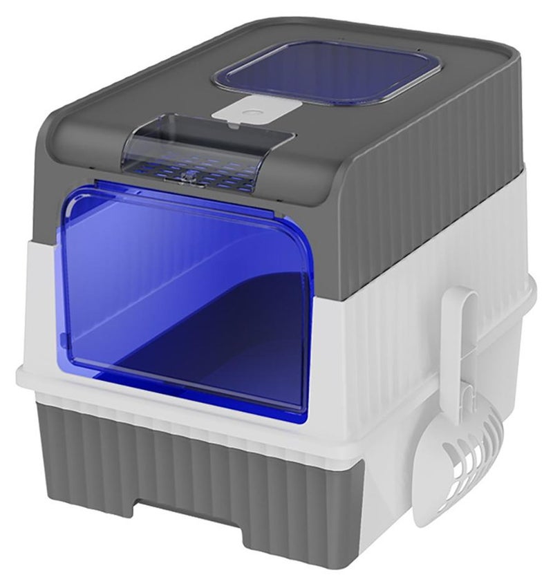 Arabest Cat Litter Box Extra Large Drawer Type Rechargeable Sterilisation and Odour Proof Pet Fully Enclosed Cat Litter Box Grey - Image 1
