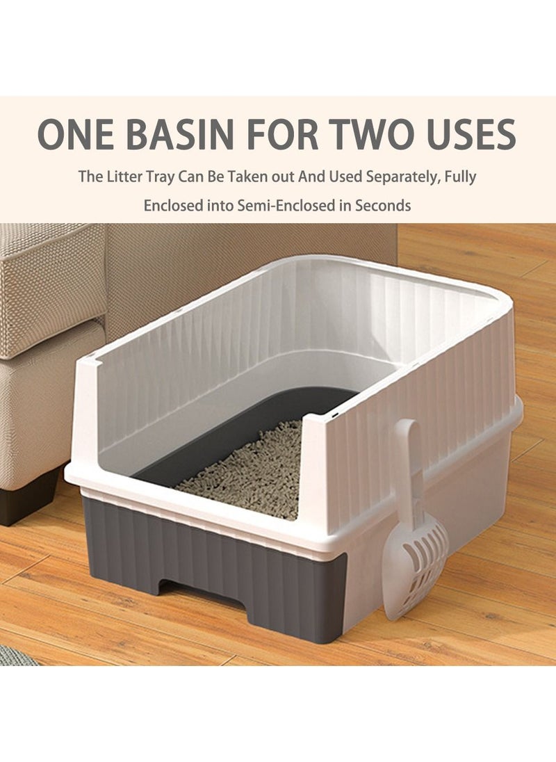 Arabest - Cat Litter Box Extra Large Drawer Type Rechargeable Sterilisation and Odour Proof Pet Fully Enclosed Cat Litter Box Grey - Image 1