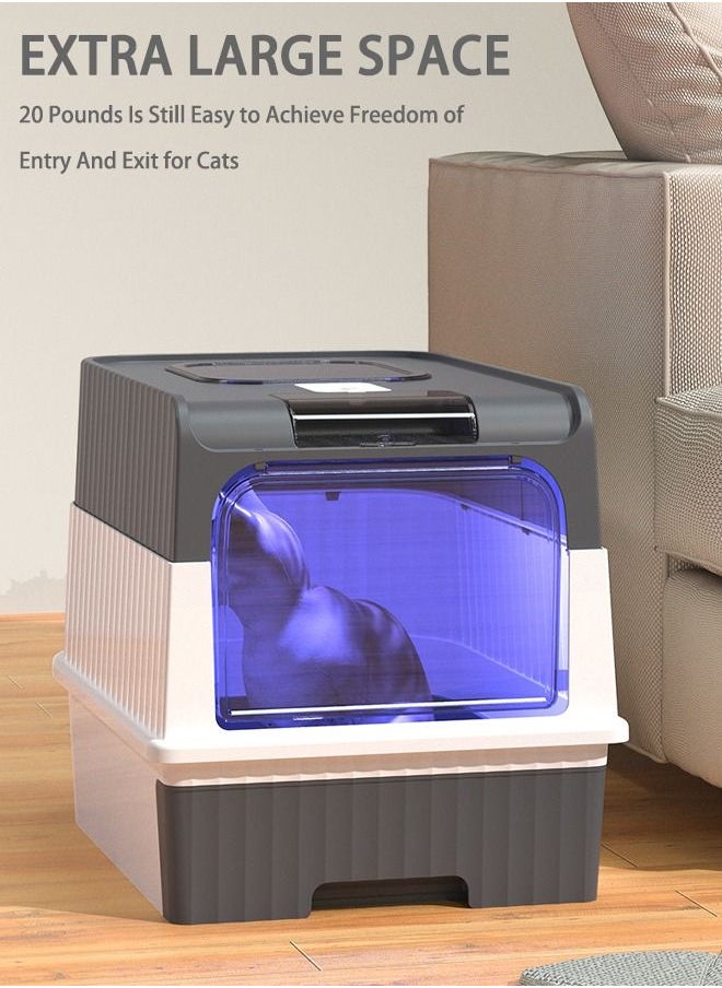 Arabest - Cat Litter Box Extra Large Drawer Type Rechargeable Sterilisation and Odour Proof Pet Fully Enclosed Cat Litter Box Grey - Image 1