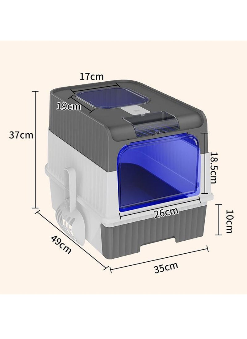 Arabest - Cat Litter Box Extra Large Drawer Type Rechargeable Sterilisation and Odour Proof Pet Fully Enclosed Cat Litter Box Grey - Image 1