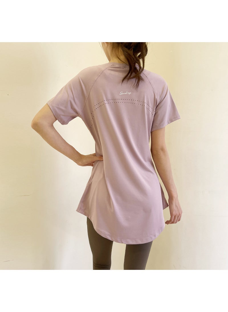 Generic Elegant Yoga Tee Quick-Dry Slim Fit lotus root pink 