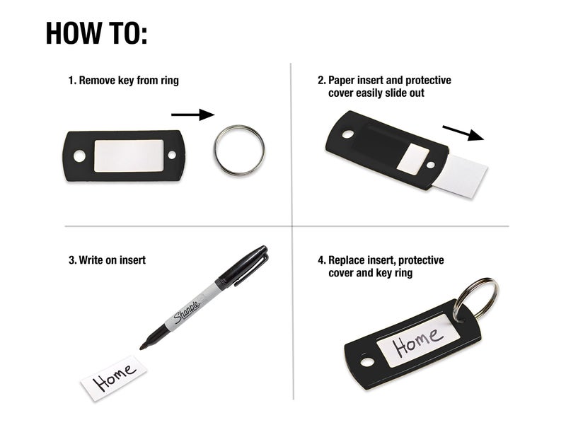 Lucky Line Flexible Colored Plastic Key Tag with 3/4" Split Ring in Black, 50 Tags (16920) - Image 5