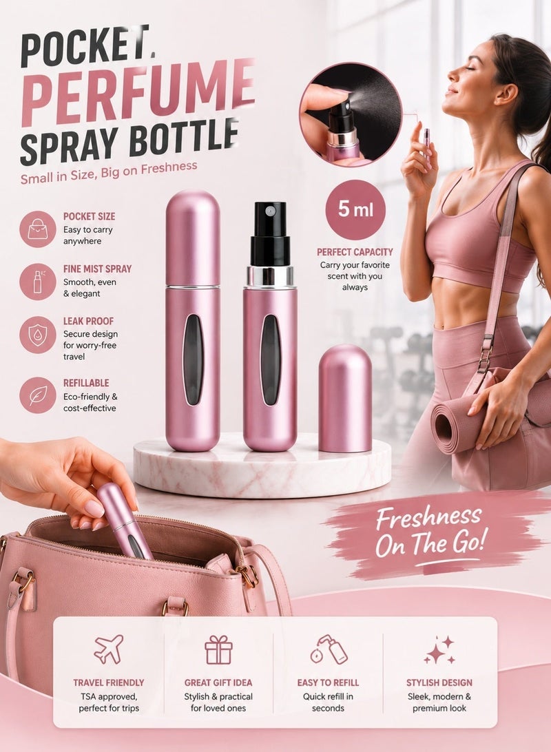 SHAYDX 5PCS Mini Perfume Atomizer Bottles – 5ml Refillable Travel Spray, Portable Scent Pump, Multicolor Pocket Fragrance Dispenser - Image 2