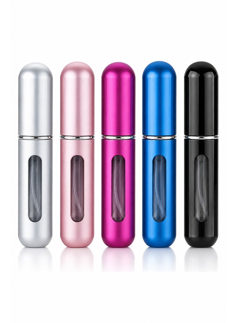 SHAYDX 5PCS Mini Perfume Atomizer Bottles – 5ml Refillable Travel Spray, Portable Scent Pump, Multicolor Pocket Fragrance Dispenser - Image 1