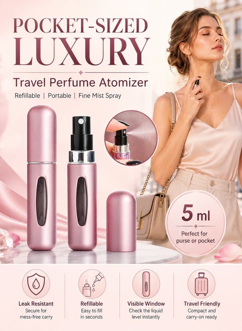 SHAYDX 5PCS Mini Perfume Atomizer Bottles – 5ml Refillable Travel Spray, Portable Scent Pump, Multicolor Pocket Fragrance Dispenser - Image 4