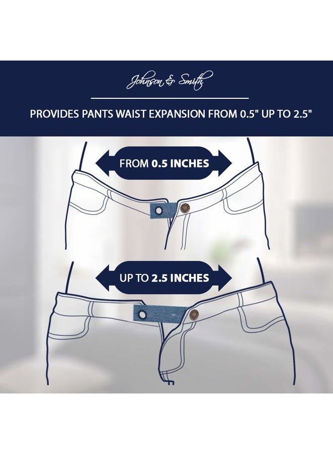 Johnson Smith Waistband Extenders | Button Extender for Pants | Denim Material | Pack of 3 Shades | Premium Metal Buttons | 2 Button Holes | Button Extender for Jeans - Image 3