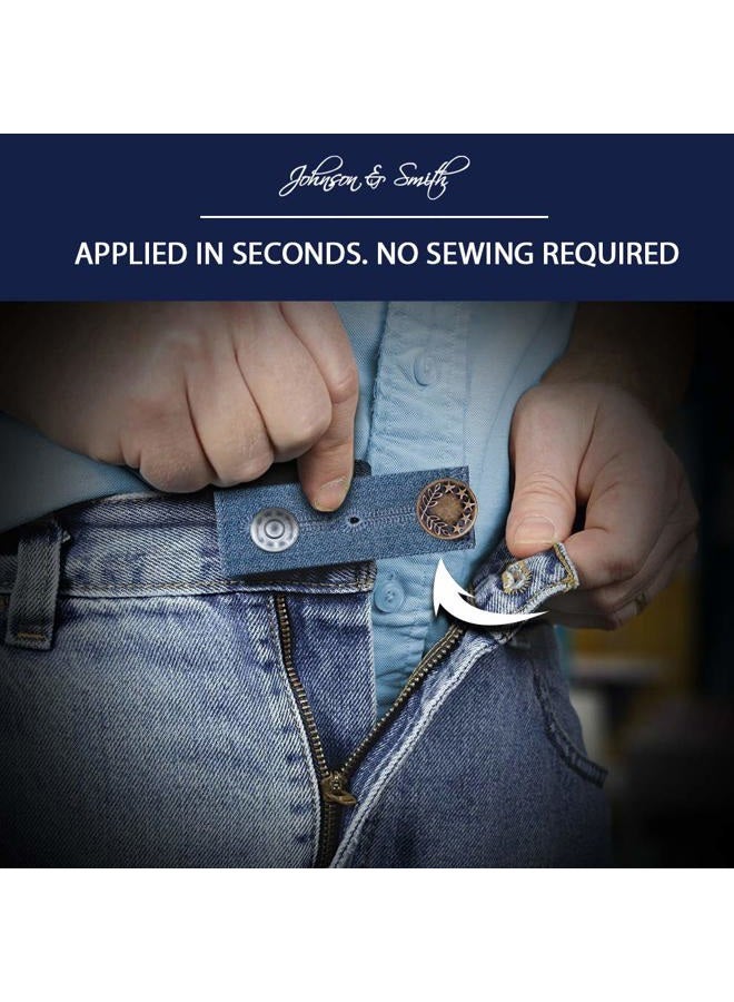 Johnson Smith Waistband Extenders | Button Extender for Pants | Denim Material | Pack of 3 Shades | Premium Metal Buttons | 2 Button Holes | Button Extender for Jeans - Image 2