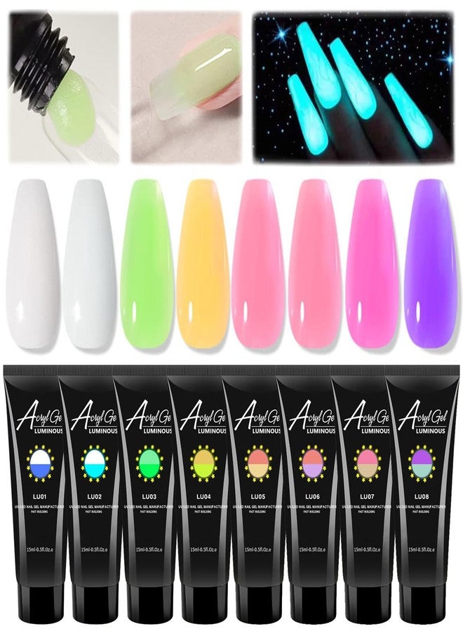 Fokostar 8 Colors Polygel Nail Luminous Poly Gel Nail Kit, Nail Extension Poly Gel Glow In The Dark Builder Gel for Nails Art Professional Neon Manicure Polygel Nail for Women DIY - Image 1