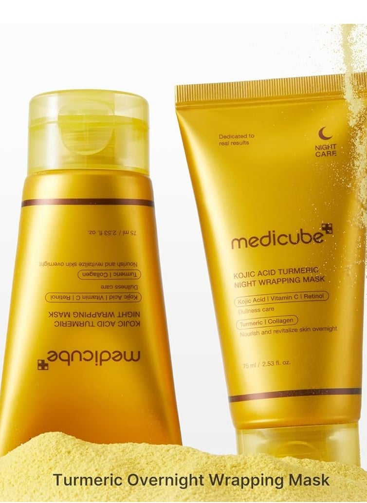 Medicube - Turmeric Overnight Wrapping Peel Off Mask - Nourishes dull, uneven skin with hydrolyzed collagen for glowing skin and improved elasticity. Korean skincare, 2.53 fl. oz. - Image 1