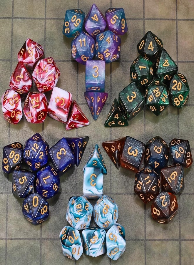 CiaraQ Polyhedral Dice Set - DND Role Playing Dice for Dungeons and Dragons RPG Table Games, Red & White/Blue & White/Blue & Purple/Black & Green/Black & Purple, 42pcs - Image 5