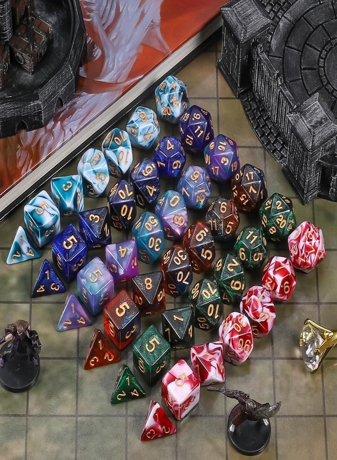 CiaraQ Polyhedral Dice Set - DND Role Playing Dice for Dungeons and Dragons RPG Table Games, Red & White/Blue & White/Blue & Purple/Black & Green/Black & Purple, 42pcs - Image 4