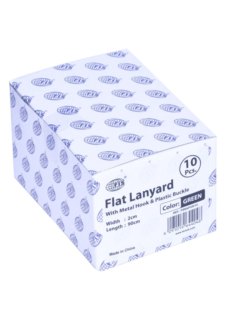 FIS 10-Piece FIS Lanyard Green with Metal Hook & Plastic Buckle, 2X90cm - FSNAPGR/10 - Image 4