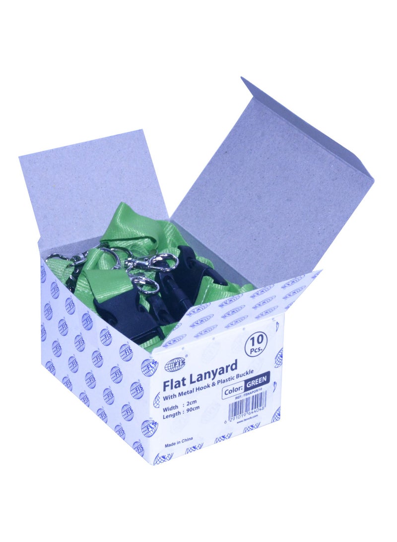 FIS 10-Piece FIS Lanyard Green with Metal Hook & Plastic Buckle, 2X90cm - FSNAPGR/10 - Image 3