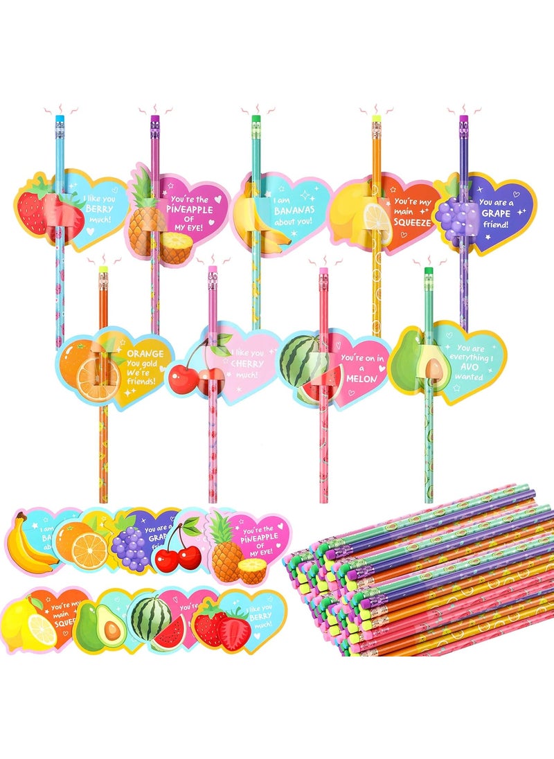 Woanger 90 Sets Valentines Pencils for Kids Valentines Day Cards with Scented Pencils Valentine Gifts for Toddler Girls Boys School Classroom Exchange and Rewards Bulk Valentines Prizes Party Favor  - Image 1