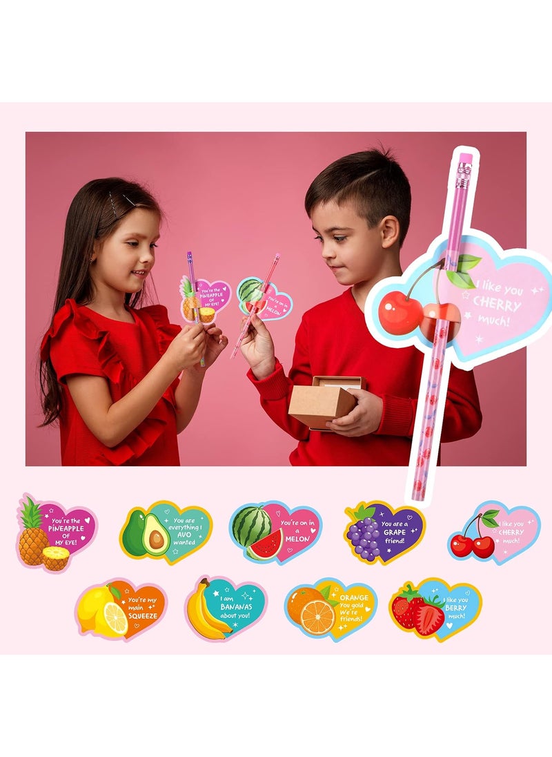 Woanger 90 Sets Valentines Pencils for Kids Valentines Day Cards with Scented Pencils Valentine Gifts for Toddler Girls Boys School Classroom Exchange and Rewards Bulk Valentines Prizes Party Favor  - Image 5
