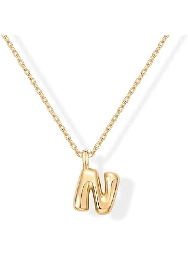PAVOI - 14K Gold Plated Dainty Chunky Bubble Initial Letter Pendant Necklace for Women | Alphabet Letter Necklace - Image 1