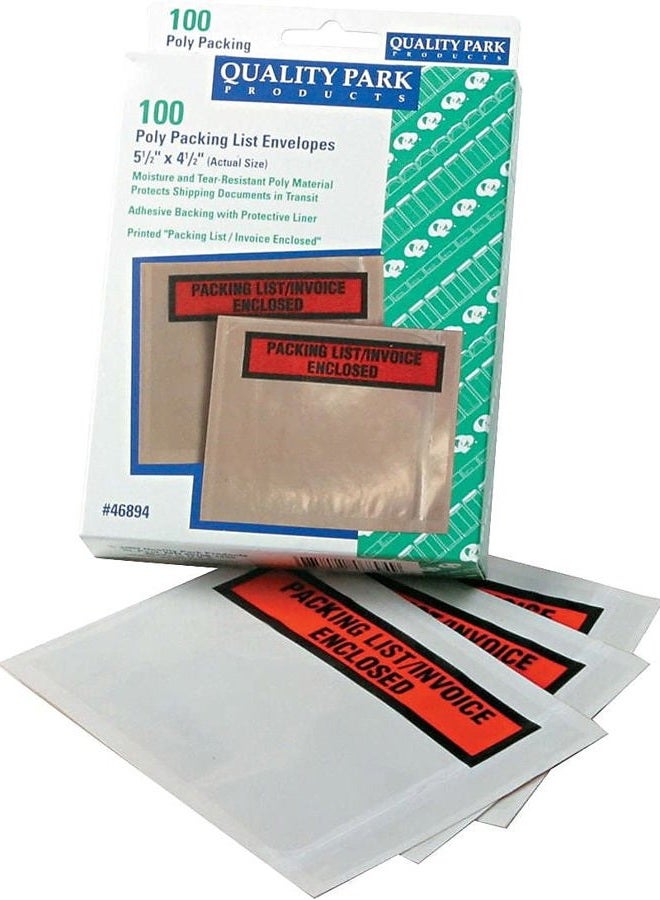 Quality Park Packing List Envelopes; Clear Self Adhesive Pouch, 4-1/2 x 5-1/2, Packing List/Invoice Enclosed, for Shipping, 100 per Carton (QUA46894) - Image 2