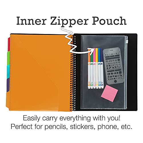 Samsill 10 Pocket Poly Project Organizer with 5 Dividers, File Folders Letter Size, Customizable Front Cover, Inner Zipper Pouch, Erasable Write-On Tabs in Fashion Colors, Plastic Folders with Pockets - Image 4