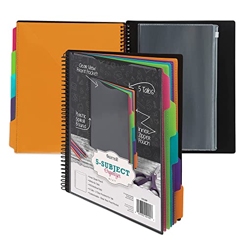 Samsill 10 Pocket Poly Project Organizer with 5 Dividers, File Folders Letter Size, Customizable Front Cover, Inner Zipper Pouch, Erasable Write-On Tabs in Fashion Colors, Plastic Folders with Pockets - Image 1