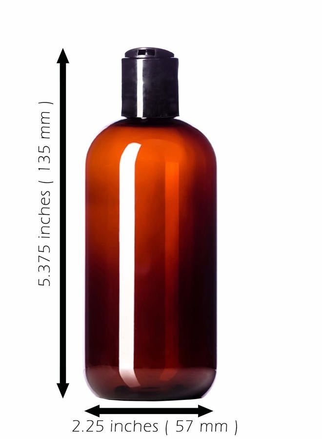 Aromine 8oz Plastic Amber Bottles (6 Pack) BPA-Free Squeeze Containers with Disc Cap, Labels Included - Image 4