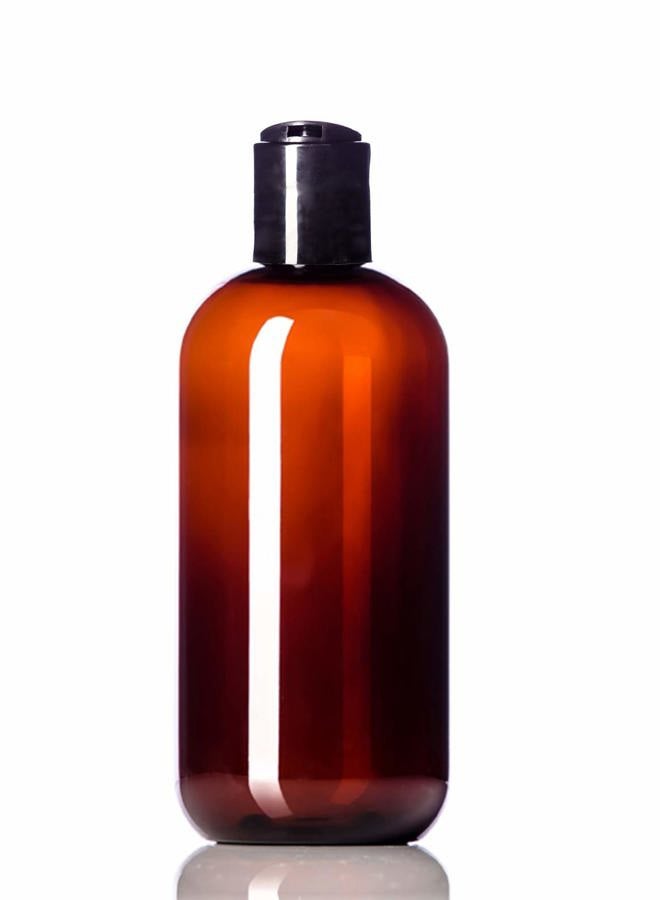 Aromine 8oz Plastic Amber Bottles (6 Pack) BPA-Free Squeeze Containers with Disc Cap, Labels Included - Image 2