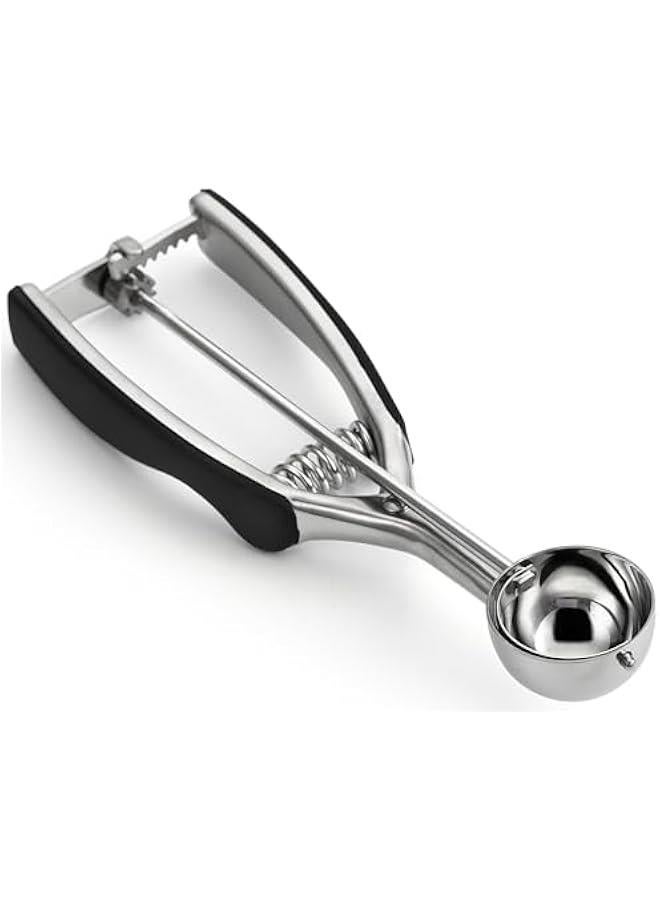 Small 1 Tablespoon Stainless Steel Cookie Scoop for Baking - Multifunctional #60 Cookie Dough Scoop with Trigger Release - Kitchen Scooper for Food - Dishwasher Safe Melon Baller - Black - Image 1