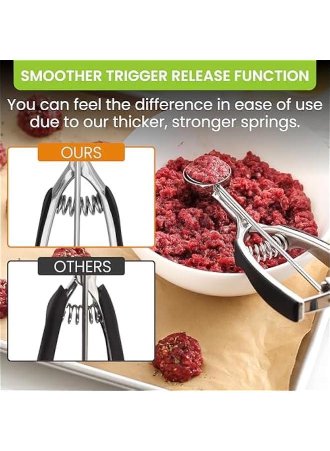 Small 1 Tablespoon Stainless Steel Cookie Scoop for Baking - Multifunctional #60 Cookie Dough Scoop with Trigger Release - Kitchen Scooper for Food - Dishwasher Safe Melon Baller - Black - Image 4