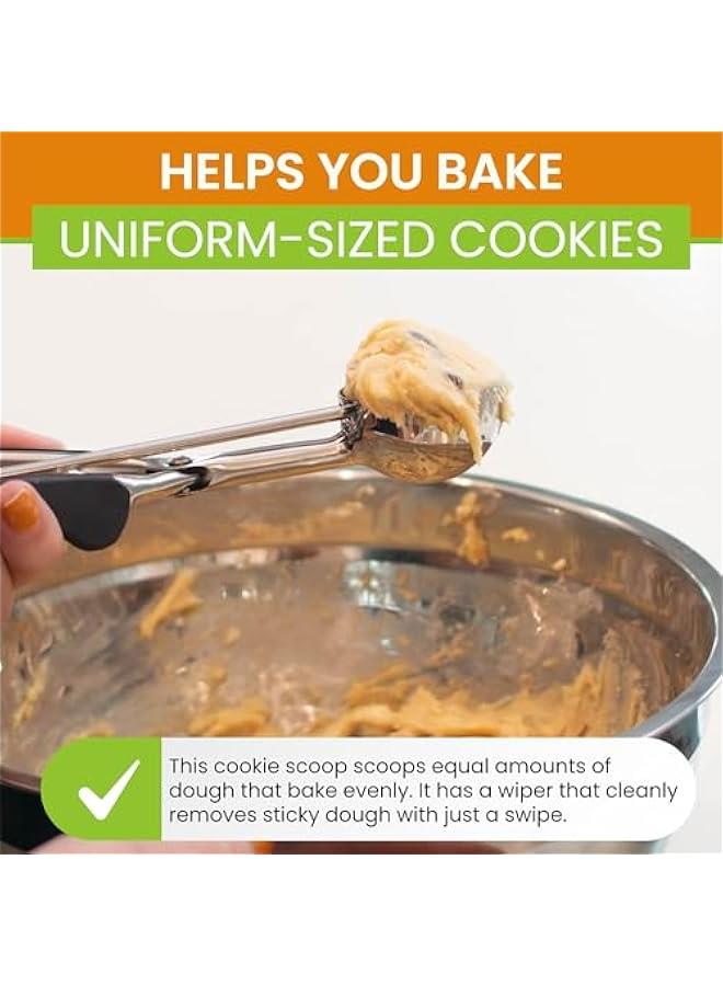 Small 1 Tablespoon Stainless Steel Cookie Scoop for Baking - Multifunctional #60 Cookie Dough Scoop with Trigger Release - Kitchen Scooper for Food - Dishwasher Safe Melon Baller - Black - Image 5