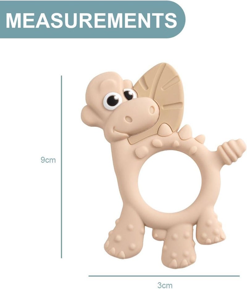 bibado Teething Toy : Dotty the Dinosaur™ Multi-Sensory Teether designed to strengthen and develop mouth muscles suitable for 3 Months and Above - Fawn - Image 3